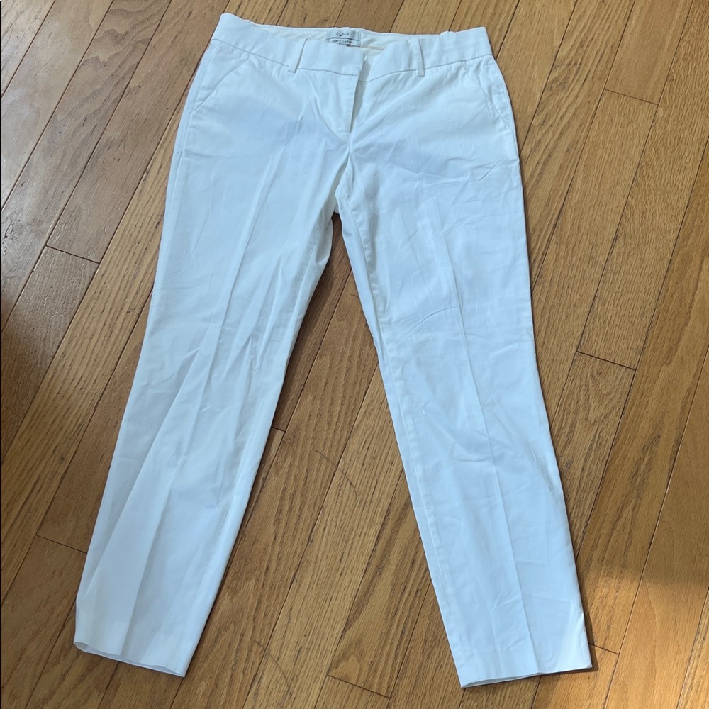 J. Crew Cafe Capri Crisp Cotton White Crop Pants Lightweight Summer Pristine!